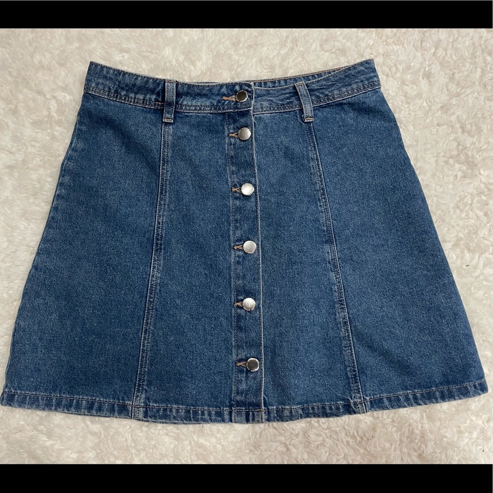 H&M Button Front A-Line Denim Skirt
